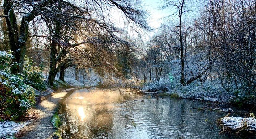 Castlemilk Park Pond in winter